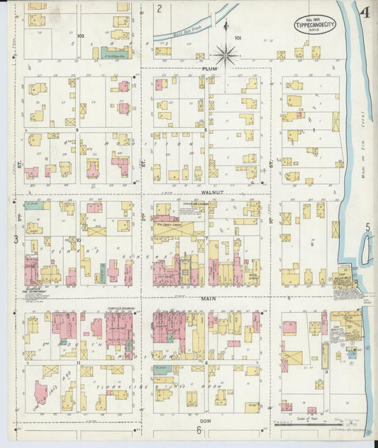 Sanborn Fire Insurance Map from Tipp City, Miami County, Ohio (1905), Sheet #0004 - Historic Sanborn Fire Insurance Map Print, vintage old map wall art, antique decor, genealogy gift, Ohio Ohio map