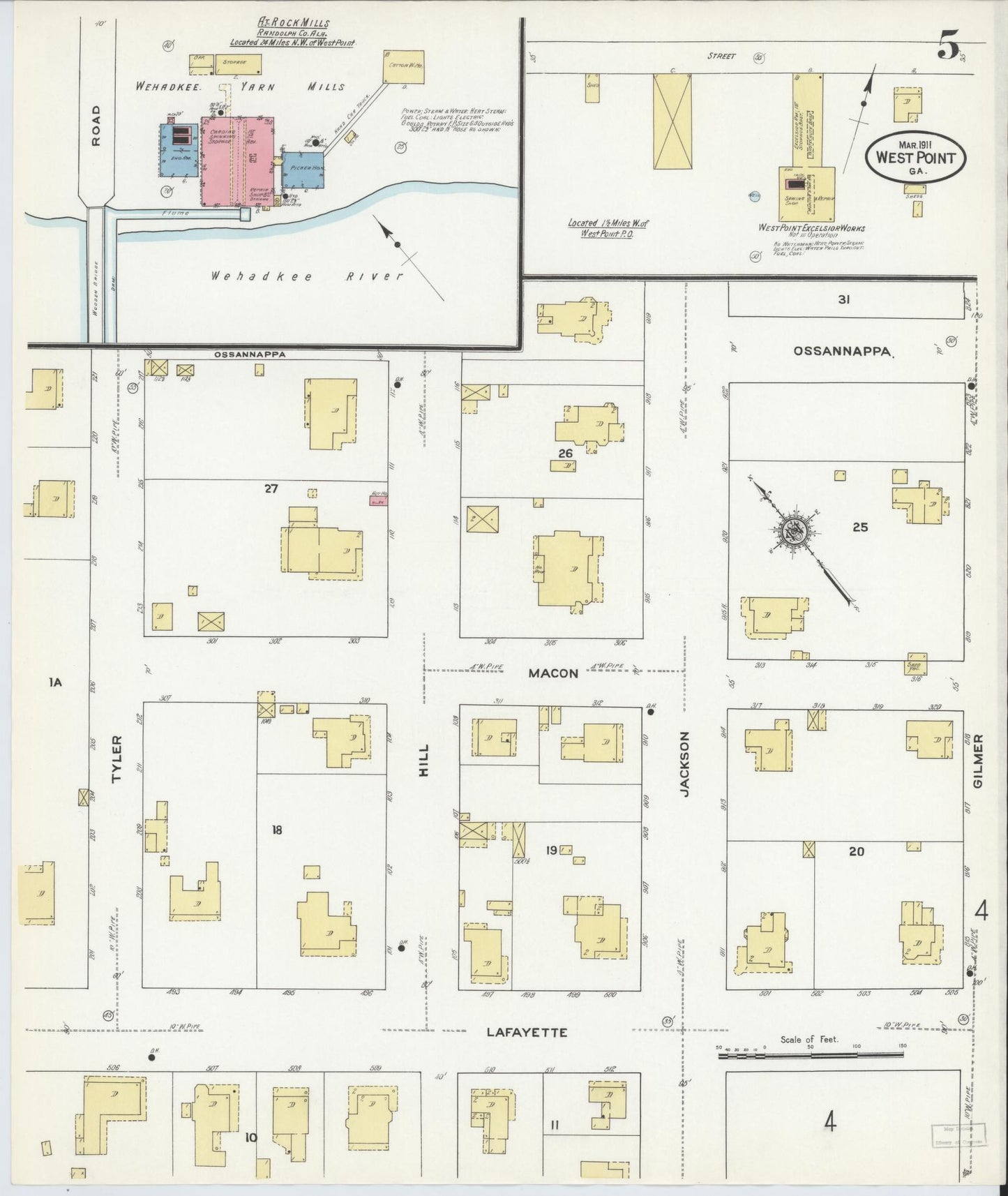 Sanborn Fire Insurance Map from West Point, Troup County, Georgia (1911), Sheet #0005 - Complete Map Set gallery image, historic Sanborn map, vintage wall art, Georgia Georgia