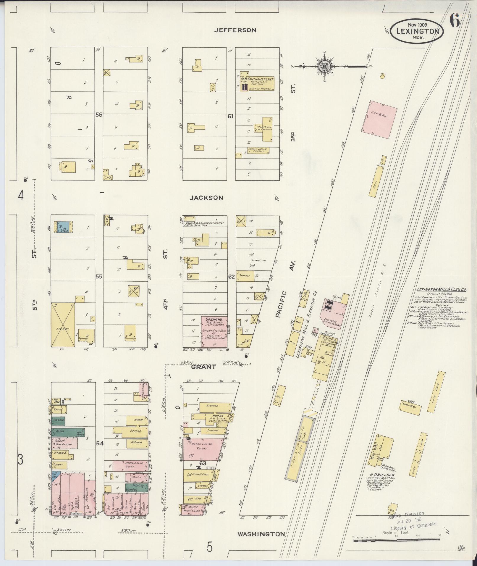 Sanborn Fire Insurance Map from Lexington, Dawson County, Nebraska (1909), Sheet #0006 - Historic Sanborn Fire Insurance Map Print, vintage old map wall art, antique decor, genealogy gift, Nebraska Nebraska map