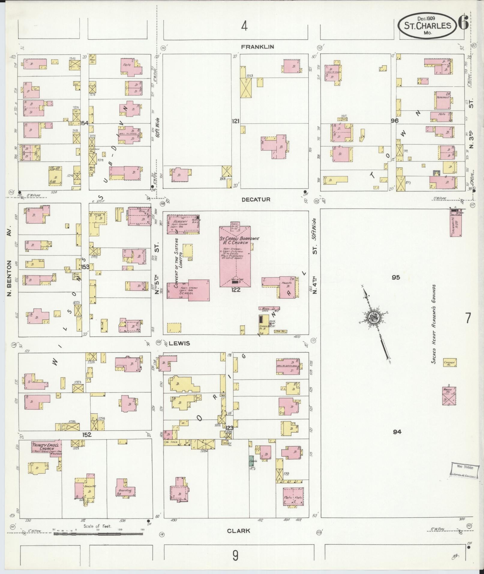 Sanborn Fire Insurance Map from Saint Charles, Saint Charles County, Missouri (1909), Sheet #0006 - Complete Map Set gallery image, historic Sanborn map, vintage wall art, Missouri Missouri