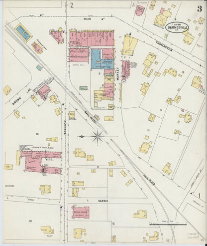 Sanborn Fire Insurance Map from Barnesville, Lamar County, Georgia (1898), Sheet #0003 - Complete Map Set gallery image, historic Sanborn map, vintage wall art, Georgia Georgia