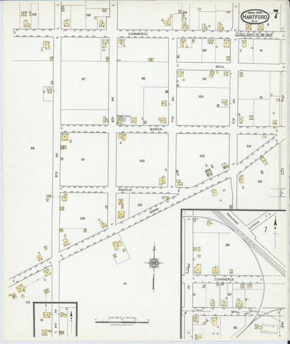 Sanborn Fire Insurance Map from Hartford, Geneva County, Alabama (1920), Sheet #0007 - Complete Map Set gallery image, historic Sanborn map, vintage wall art, Alabama Alabama