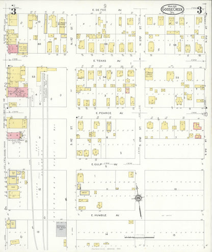 Sanborn Fire Insurance Map from Goose Creek, Harris County, Texas (1931), Sheet #0003 - Complete Map Set gallery image, historic Sanborn map, vintage wall art, Texas Texas
