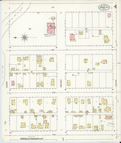 Sanborn Fire Insurance Map from Douglas, Converse County, Wyoming (1907), Sheet #0004 - Complete Map Set gallery image, historic Sanborn map, vintage wall art, Wyoming Wyoming