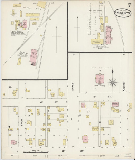 Sanborn Fire Insurance Map from North Manchester, Wabash County, Indiana. (1890), Sheet 7 – Historic Sanborn Fire Insurance Map Print