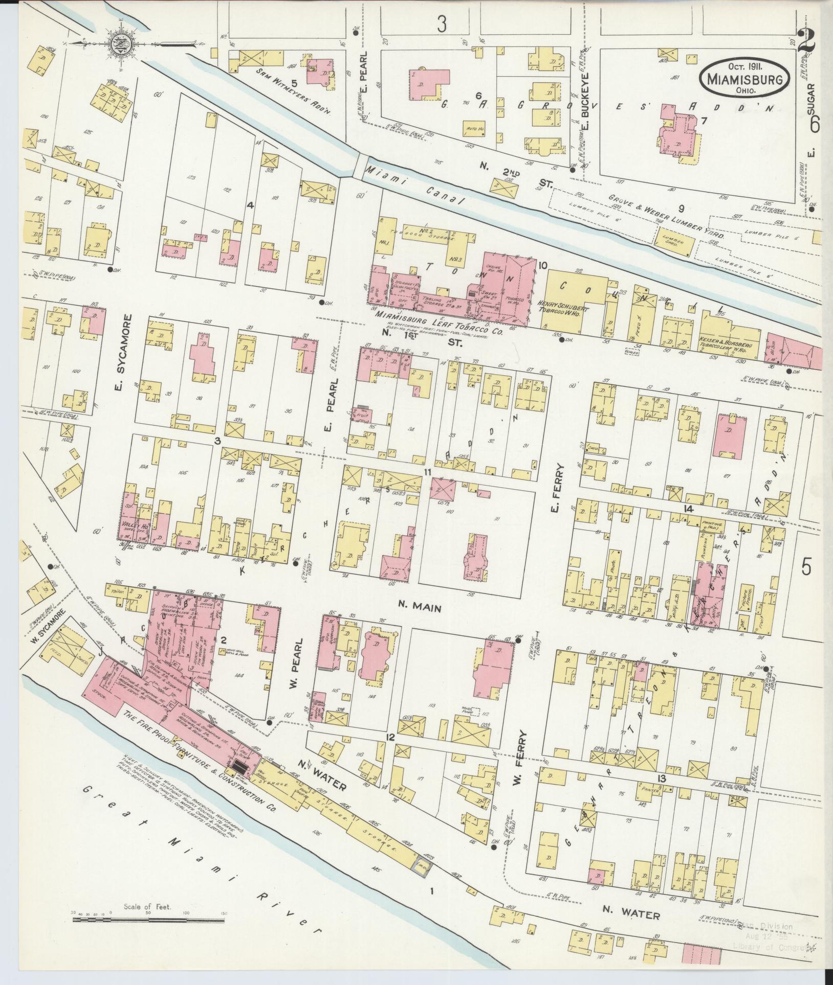 Sanborn Fire Insurance Map from Miamisburg, Montgomery County, Ohio (1911), Sheet #0002 - Historic Sanborn Fire Insurance Map Print, vintage old map wall art, antique decor, genealogy gift, Ohio Ohio map