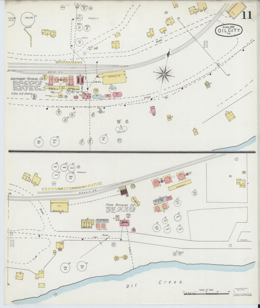 Sanborn Fire Insurance Map from Oil City, Venango County, Pennsylvania (1895), Sheet #0011 - Historic Sanborn Fire Insurance Map Print, vintage old map wall art, antique decor, genealogy gift, Pennsylvania Pennsylvania map