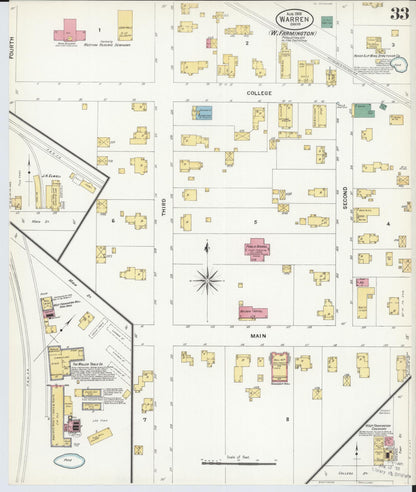 Sanborn Fire Insurance Map from Warren, Trumbull County, Ohio (1908), Sheet #0033 - Historic Sanborn Fire Insurance Map Print, vintage old map wall art, antique decor, genealogy gift, Ohio Ohio map