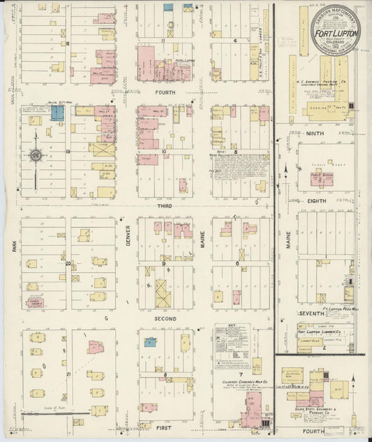 Sanborn Fire Insurance Map from Fort Lupton, Weld County, Colorado (1912), Sheet #0001 - Historic Sanborn Fire Insurance Map Print, vintage old map wall art, antique decor, genealogy gift, Colorado Colorado map