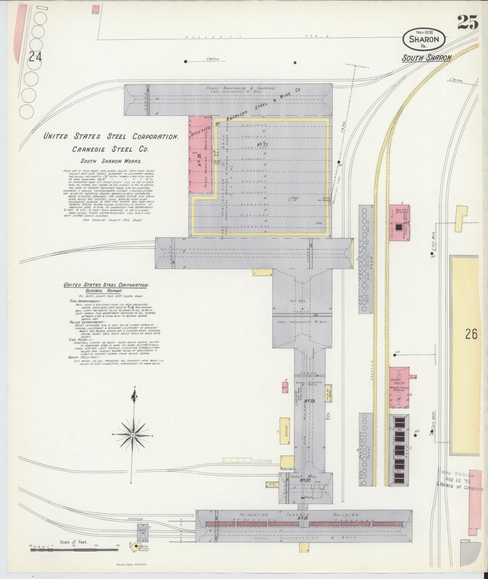 Sanborn Fire Insurance Map from Sharon, Mercer County, Pennsylvania. (1908), Sheet 25 – Historic Sanborn Fire Insurance Map Print