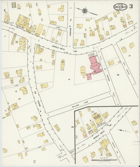 Sanborn Fire Insurance Map from Great Neck, Nassau County, New York (1919), Sheet #0003 - Historic Sanborn Fire Insurance Map Print, vintage old map wall art, antique decor, genealogy gift, New York New York map