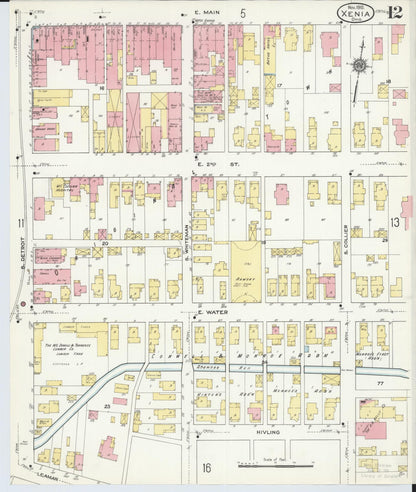 Sanborn Fire Insurance Map from Xenia, Greene County, Ohio (1910), Sheet #0012 - Historic Sanborn Fire Insurance Map Print, vintage old map wall art, antique decor, genealogy gift, Ohio Ohio map