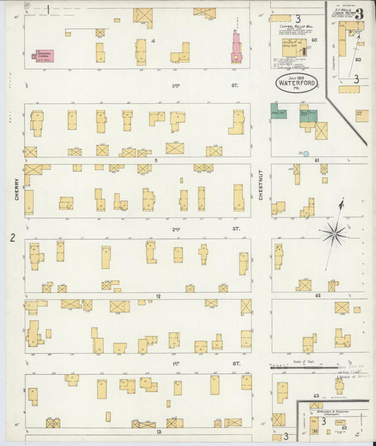 Sanborn Fire Insurance Map from Waterford, Erie County, Pennsylvania (1905), Sheet #0003 - Historic Sanborn Fire Insurance Map Print, vintage old map wall art, antique decor, genealogy gift, Pennsylvania Pennsylvania map