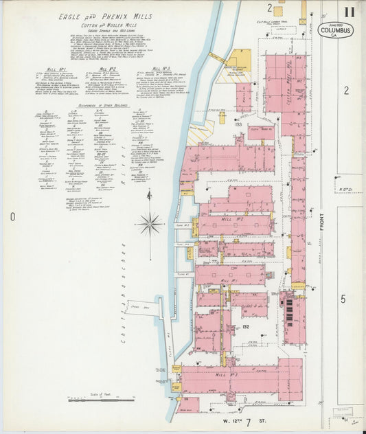 Sanborn Fire Insurance Map from Columbus, Muscogee County, Georgia (1900), Sheet #0011 - Historic Sanborn Fire Insurance Map Print, vintage old map wall art, antique decor, genealogy gift, Georgia Georgia map