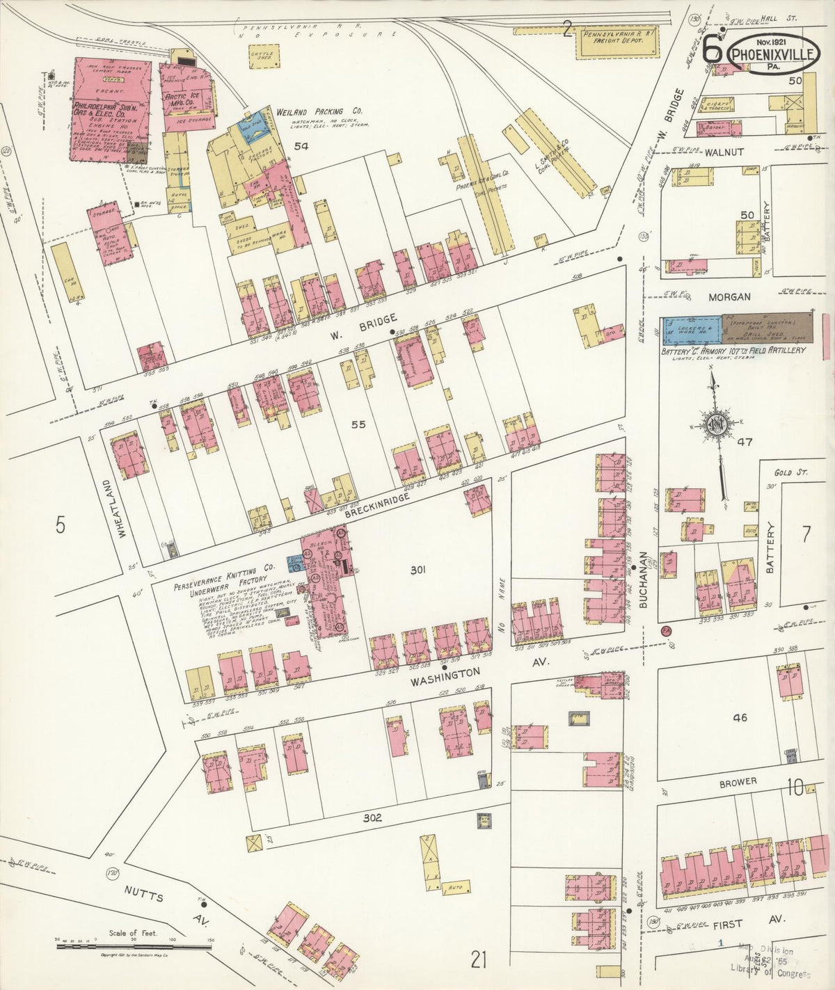 Sanborn Fire Insurance Map from Phoenixville, Chester County, Pennsylvania (1921), Sheet #0006 - Complete Map Set gallery image, historic Sanborn map, vintage wall art, Pennsylvania Pennsylvania