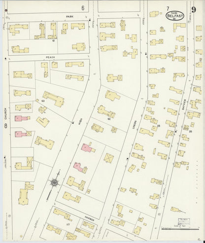 Sanborn Fire Insurance Map from Belfast, Waldo County, Maine (1912), Sheet #0009 - Complete Map Set gallery image, historic Sanborn map, vintage wall art, Maine Maine