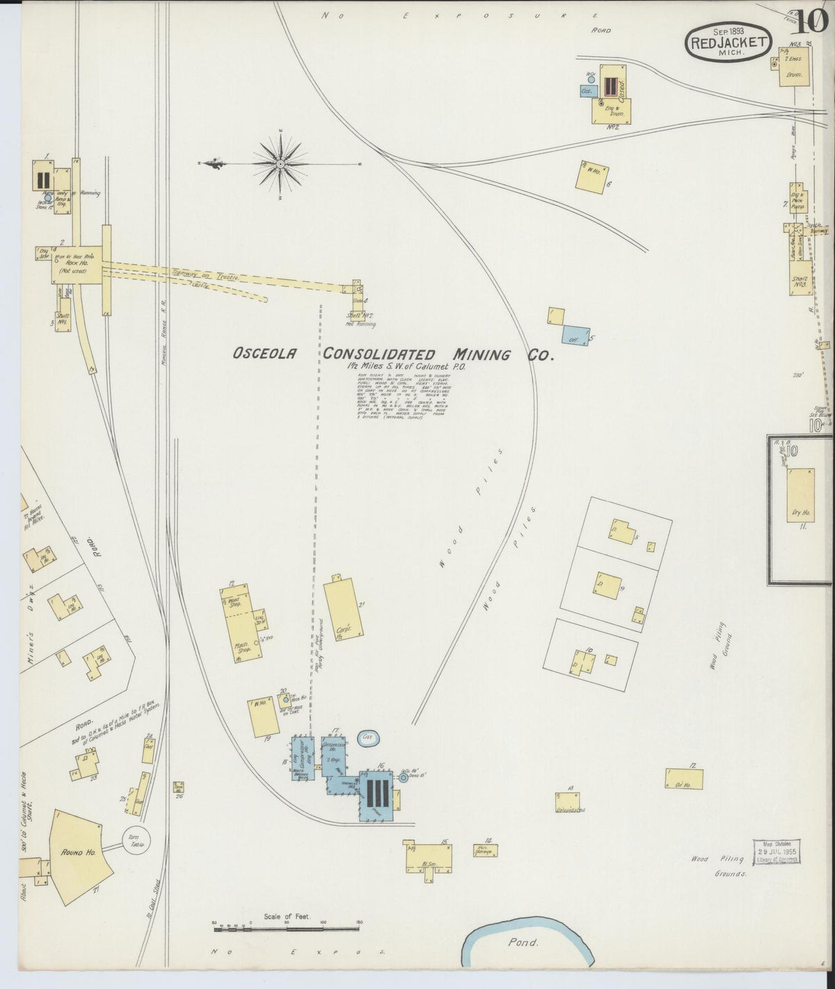 Sanborn Fire Insurance Map from Red Jacket, Houghton County, Michigan (1893), Sheet #0010 - Historic Sanborn Fire Insurance Map Print, vintage old map wall art, antique decor, genealogy gift, Michigan Michigan map