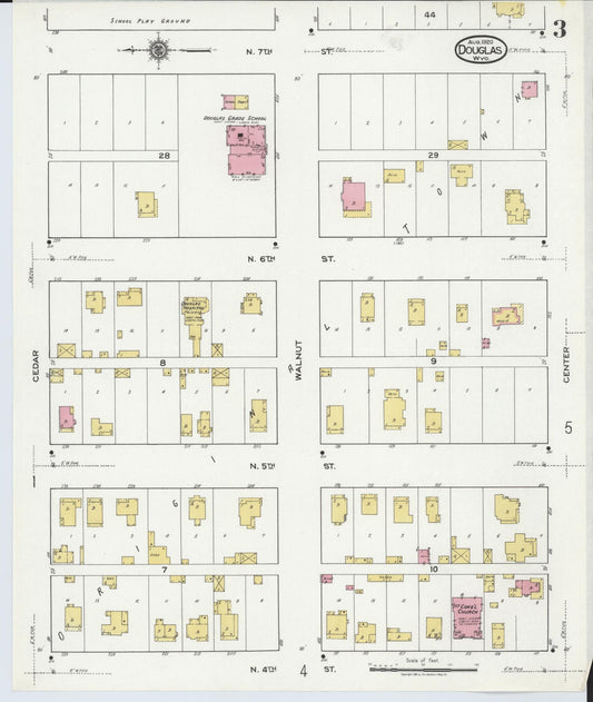 Sanborn Fire Insurance Map from Douglas, Converse County, Wyoming (1920), Sheet #0003 - Historic Sanborn Fire Insurance Map Print, vintage old map wall art, antique decor, genealogy gift, Wyoming Wyoming map