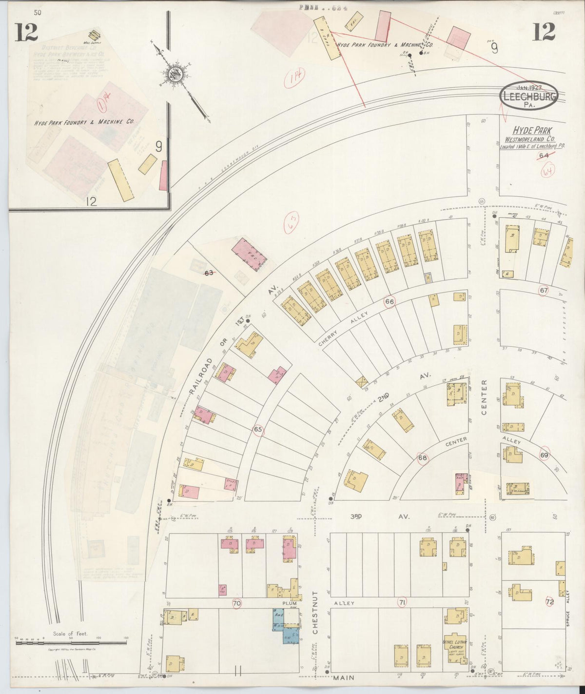 Sanborn Fire Insurance Map from Leechburg, Armstrong County, Pennsylvania (1943), Sheet #0012 - Complete Map Set gallery image, historic Sanborn map, vintage wall art, Pennsylvania Pennsylvania