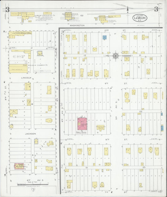 Sanborn Fire Insurance Map from La Moure, La Moure County, North Dakota (1927), Sheet #0003 - Historic Sanborn Fire Insurance Map Print, vintage old map wall art, antique decor, genealogy gift, North Dakota North Dakota map