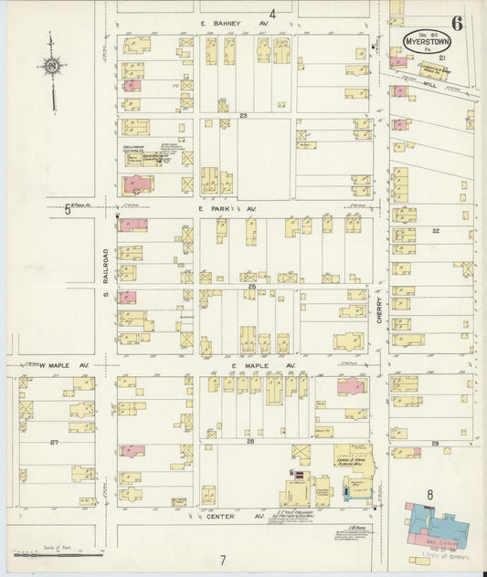 Sanborn Fire Insurance Map from Myerstown, Lebanon County, Pennsylvania (1913), Sheet #0006 - Historic Sanborn Fire Insurance Map Print, vintage old map wall art, antique decor, genealogy gift, Pennsylvania Pennsylvania map