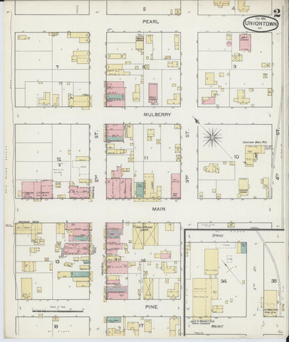 Sanborn Fire Insurance Map from Uniontown, Union County, Kentucky (1892), Sheet #0002 - Complete Map Set gallery image, historic Sanborn map, vintage wall art, Kentucky Kentucky