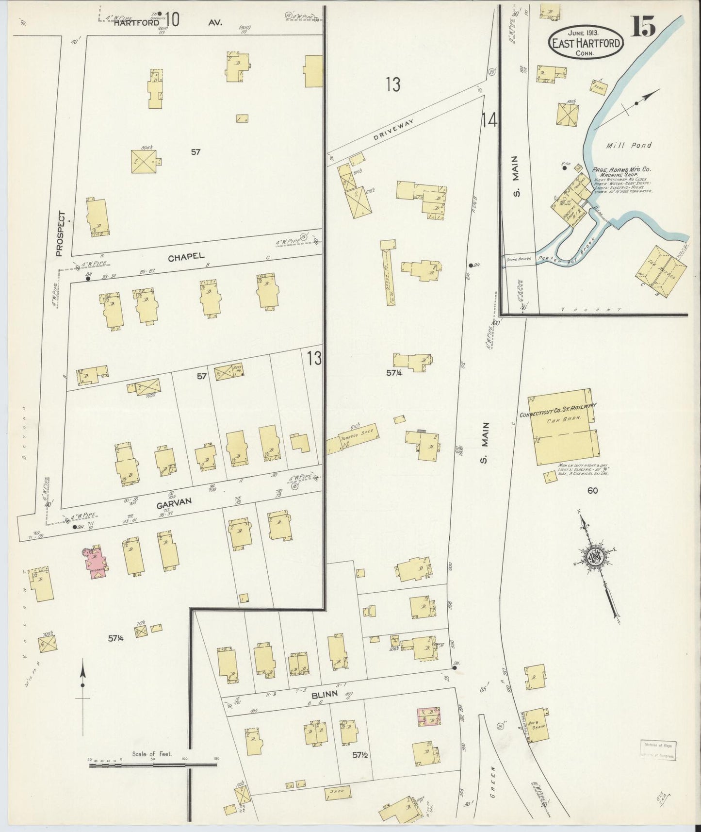 Sanborn Fire Insurance Map from East Hartford, Hartford County, Connecticut (1913), Sheet #0015 - Complete Map Set gallery image, historic Sanborn map, vintage wall art, Connecticut Connecticut