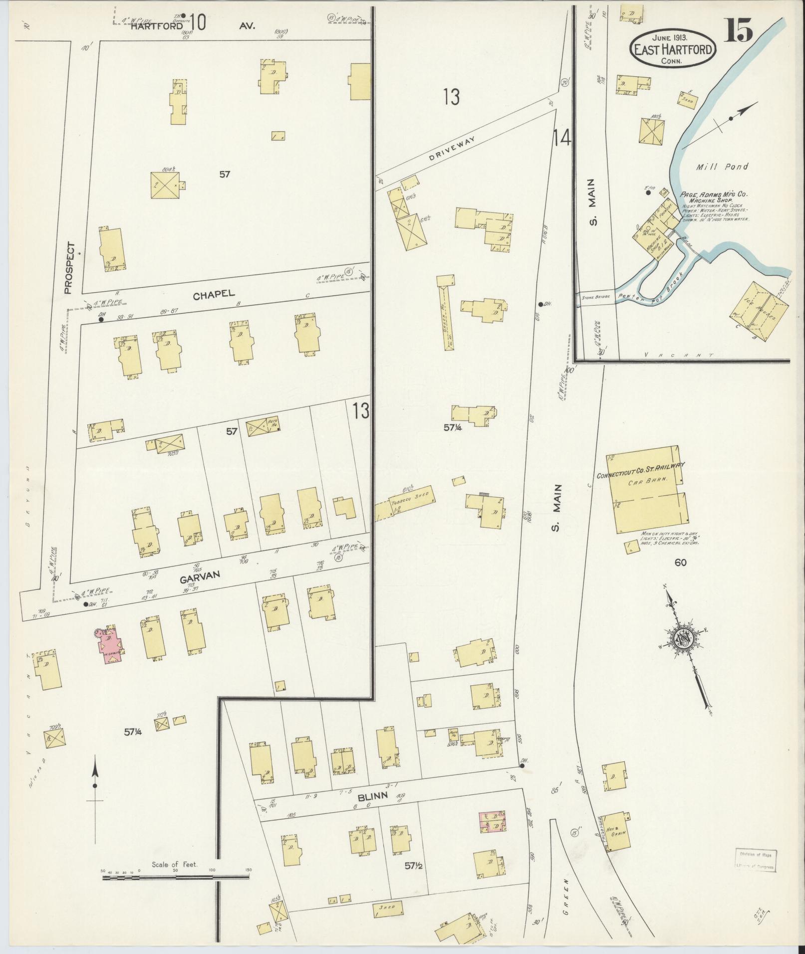 Sanborn Fire Insurance Map from East Hartford, Hartford County, Connecticut (1913), Sheet #0015 - Complete Map Set gallery image, historic Sanborn map, vintage wall art, Connecticut Connecticut