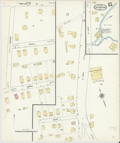Sanborn Fire Insurance Map from East Hartford, Hartford County, Connecticut (1913), Sheet #0015 - Complete Map Set gallery image, historic Sanborn map, vintage wall art, Connecticut Connecticut