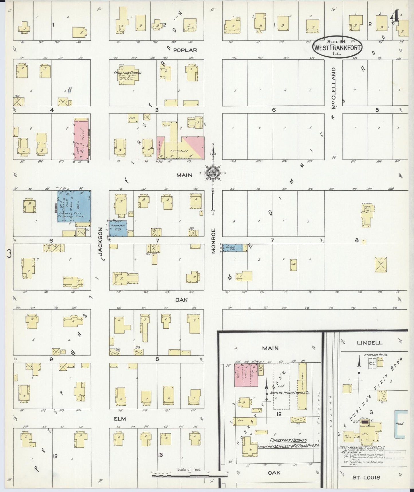 Sanborn Fire Insurance Map from West Frankfort, Franklin County, Illinois (1914), Sheet #0004 - Complete Map Set gallery image, historic Sanborn map, vintage wall art, Illinois Illinois