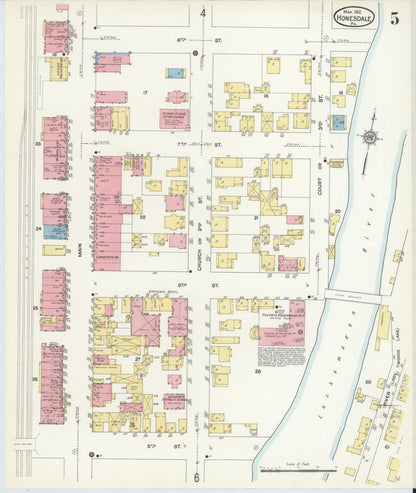 Sanborn Fire Insurance Map from Honesdale, Wayne County, Pennsylvania (1912), Sheet #0005 - Complete Map Set gallery image, historic Sanborn map, vintage wall art, Pennsylvania Pennsylvania