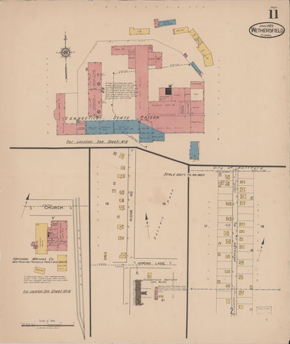 Sanborn Fire Insurance Map from Wethersfield, Hartford County, Connecticut (1922), Sheet #0011 - Complete Map Set gallery image, historic Sanborn map, vintage wall art, Connecticut Connecticut
