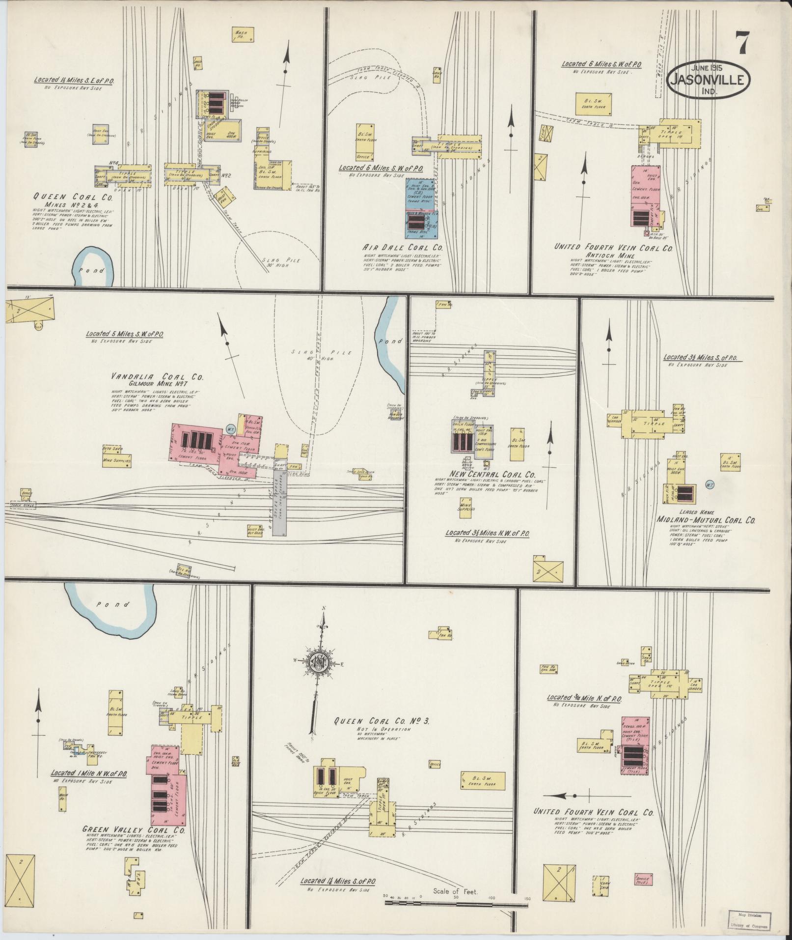 Sanborn Fire Insurance Map from Jasonville, Greene County, Indiana (1915), Sheet #0007 - Complete Map Set gallery image, historic Sanborn map, vintage wall art, Indiana Indiana