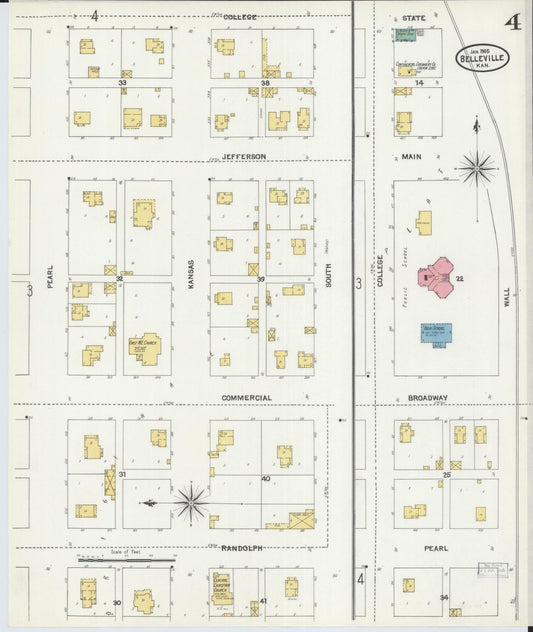 Sanborn Fire Insurance Map from Belleville, Republic County, Kansas (1905), Sheet #0004 - Historic Sanborn Fire Insurance Map Print, vintage old map wall art, antique decor, genealogy gift, Kansas Kansas map