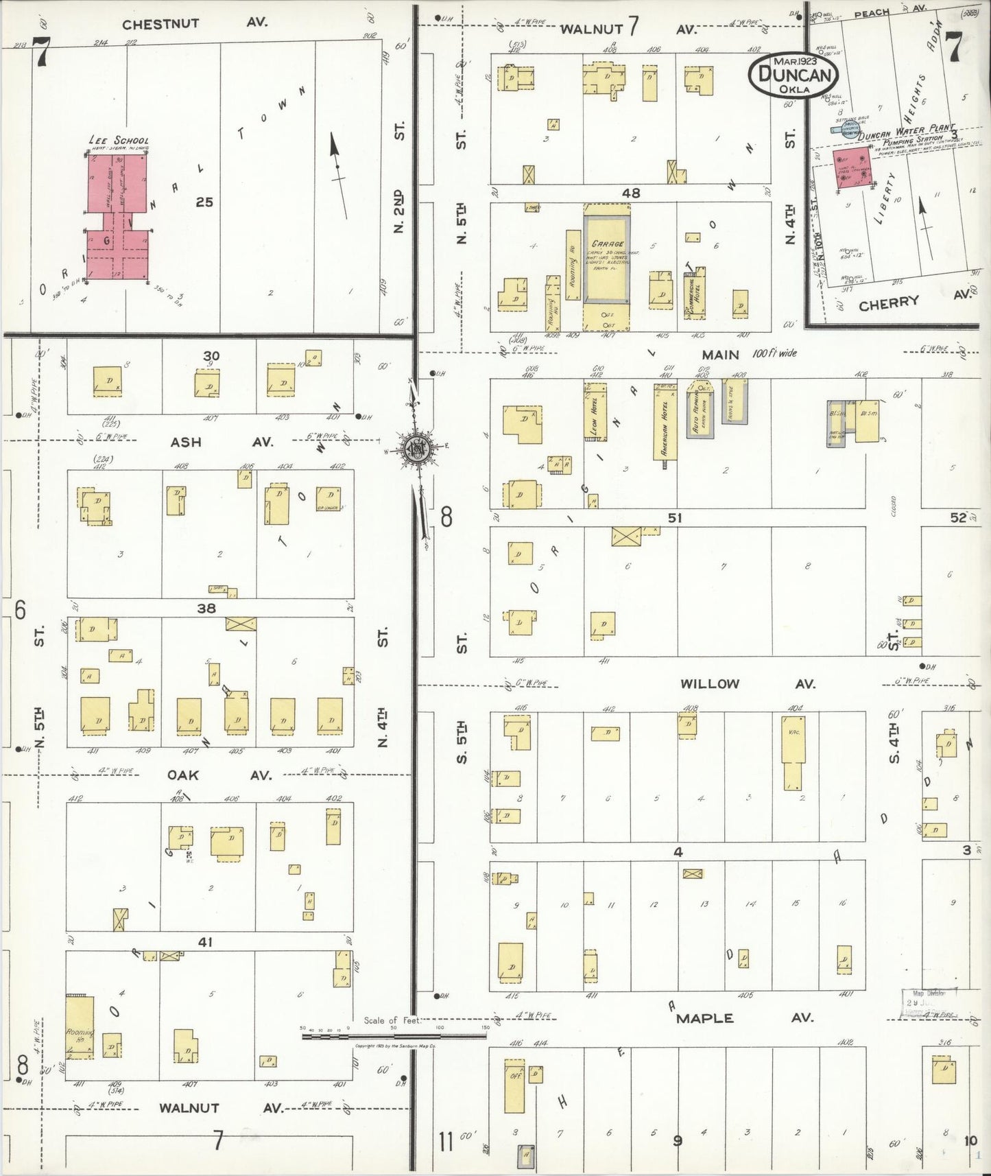 Sanborn Fire Insurance Map from Duncan, Stephens County, Oklahoma (1923), Sheet #0007 - Complete Map Set gallery image, historic Sanborn map, vintage wall art, Oklahoma Oklahoma
