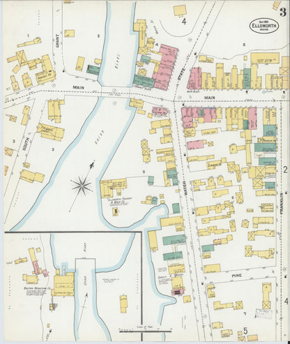 Sanborn Fire Insurance Map from Ellsworth, Hancock County, Maine (1901), Sheet #0003 - Complete Map Set gallery image, historic Sanborn map, vintage wall art, Maine Maine