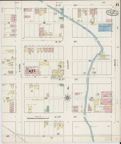 Sanborn Fire Insurance Map from Pueblo, Pueblo County, Colorado (1886), Sheet #0006 - Complete Map Set gallery image, historic Sanborn map, vintage wall art, Colorado Colorado