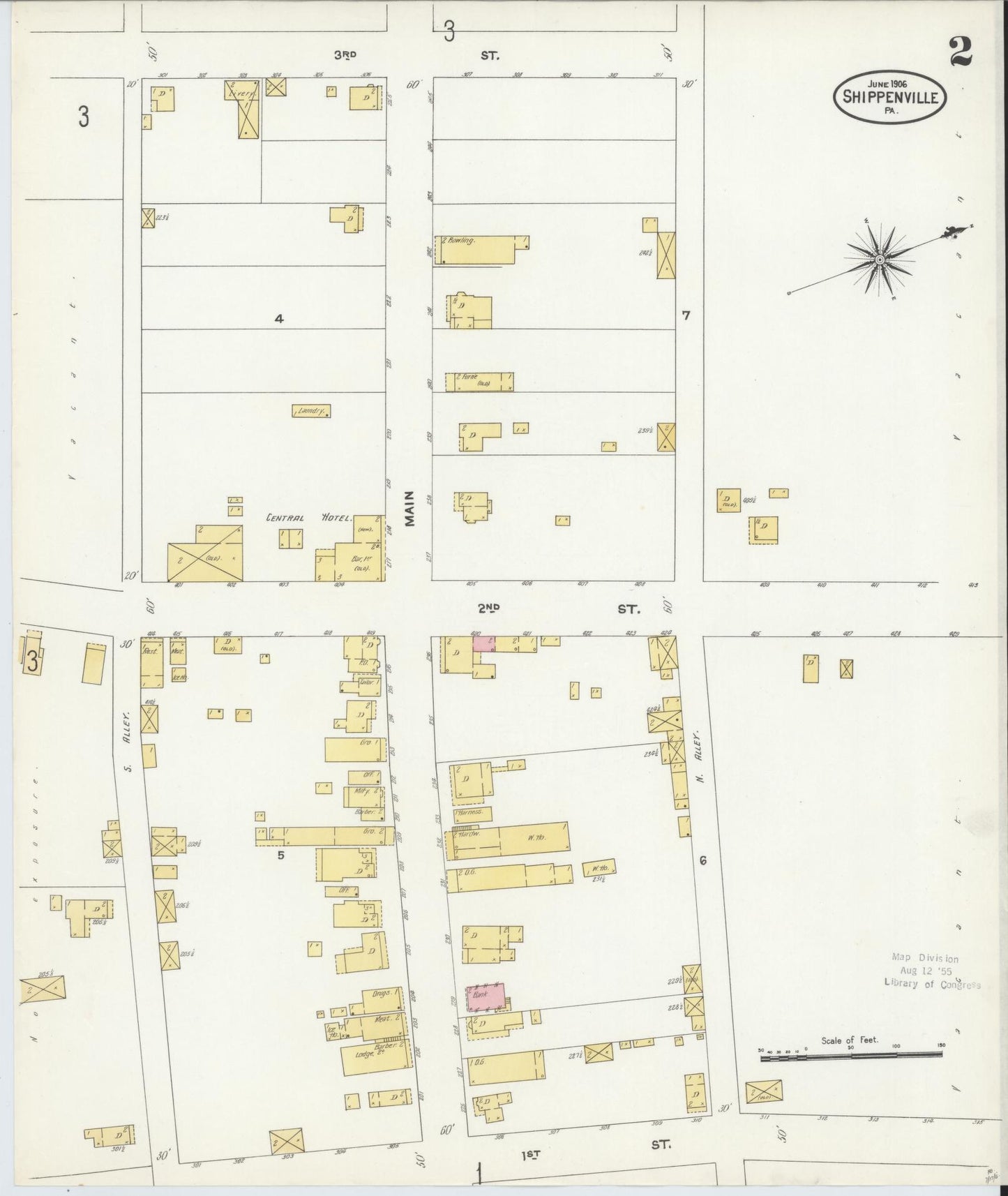 Sanborn Fire Insurance Map from Shippenville, Clarion County, Pennsylvania (1906), Sheet #0002 - Complete Map Set gallery image, historic Sanborn map, vintage wall art, Pennsylvania Pennsylvania
