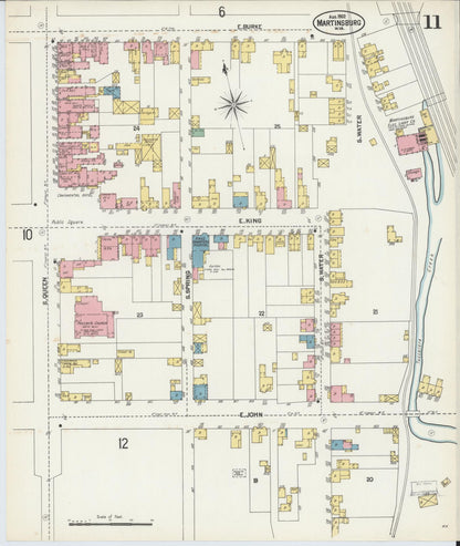 Sanborn Fire Insurance Map from Martinsburg, Berkeley County, West Virginia (1902), Sheet #0011 - Complete Map Set gallery image, historic Sanborn map, vintage wall art, West Virginia West Virginia