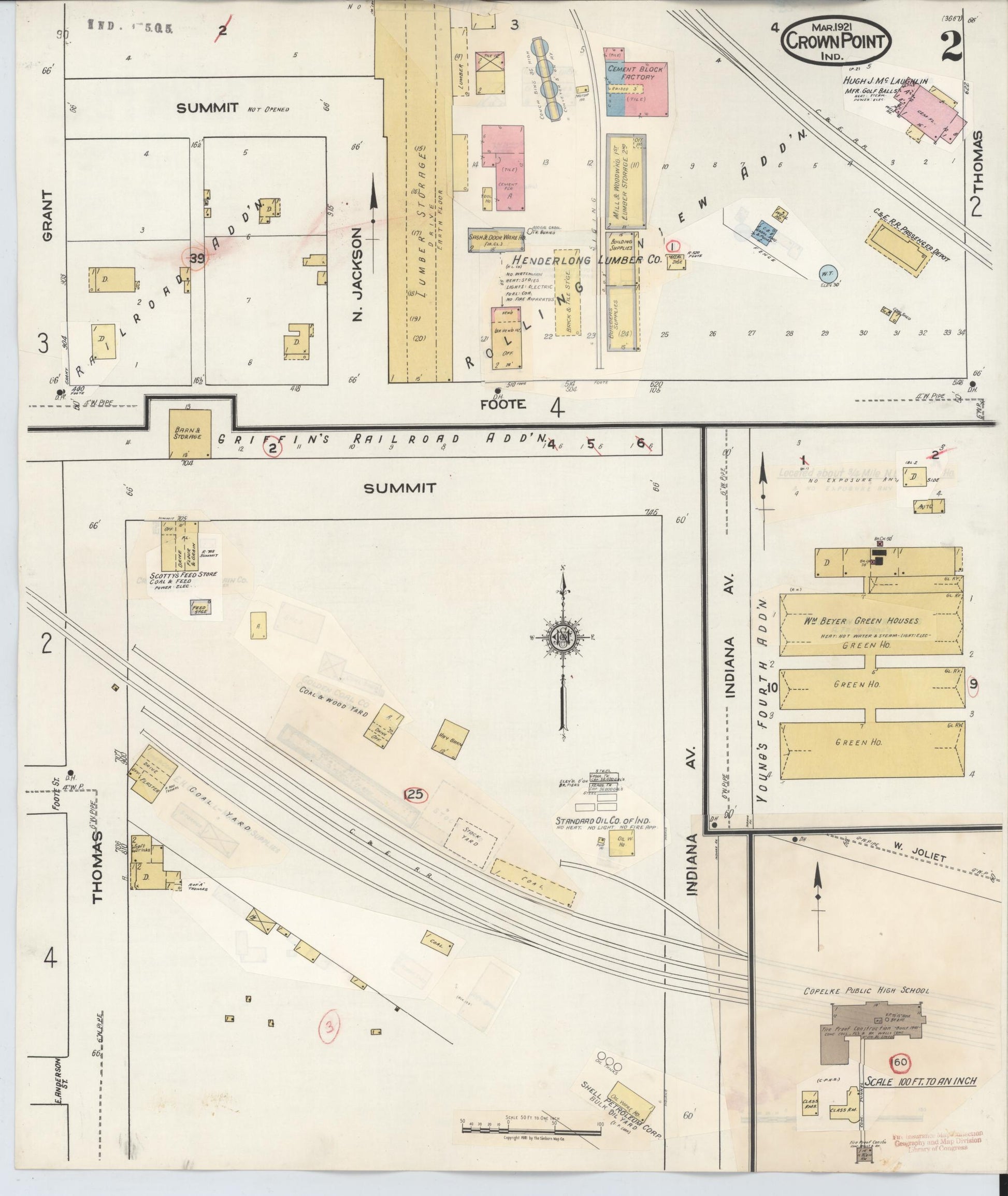 Sanborn Fire Insurance Map from Crown Point, Lake County, Indiana (1948), Sheet #0002 - Complete Map Set gallery image, historic Sanborn map, vintage wall art, Indiana Indiana