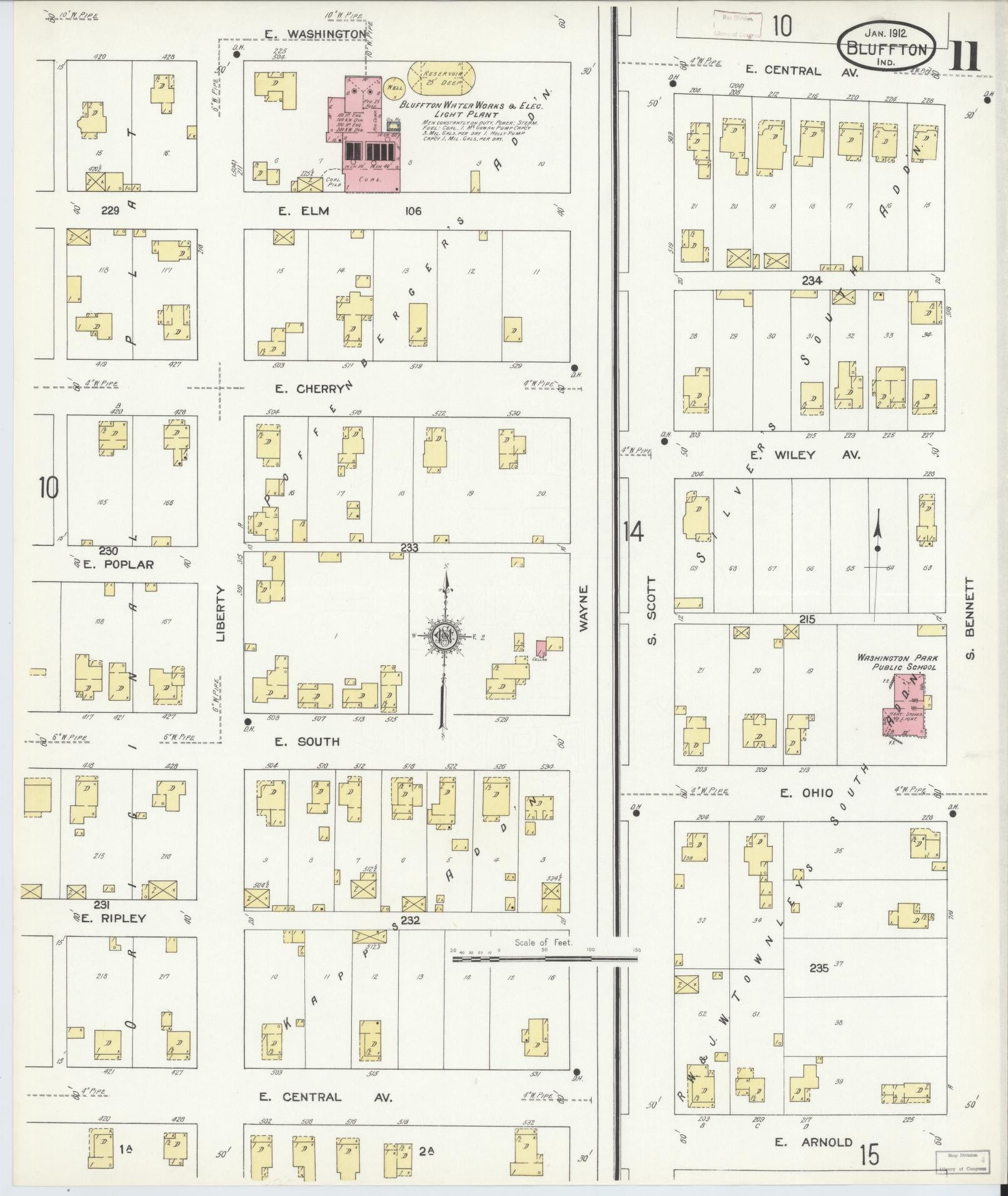 Sanborn Fire Insurance Map from Bluffton, Wells County, Indiana (1912), Sheet #0011 - Complete Map Set gallery image, historic Sanborn map, vintage wall art, Indiana Indiana