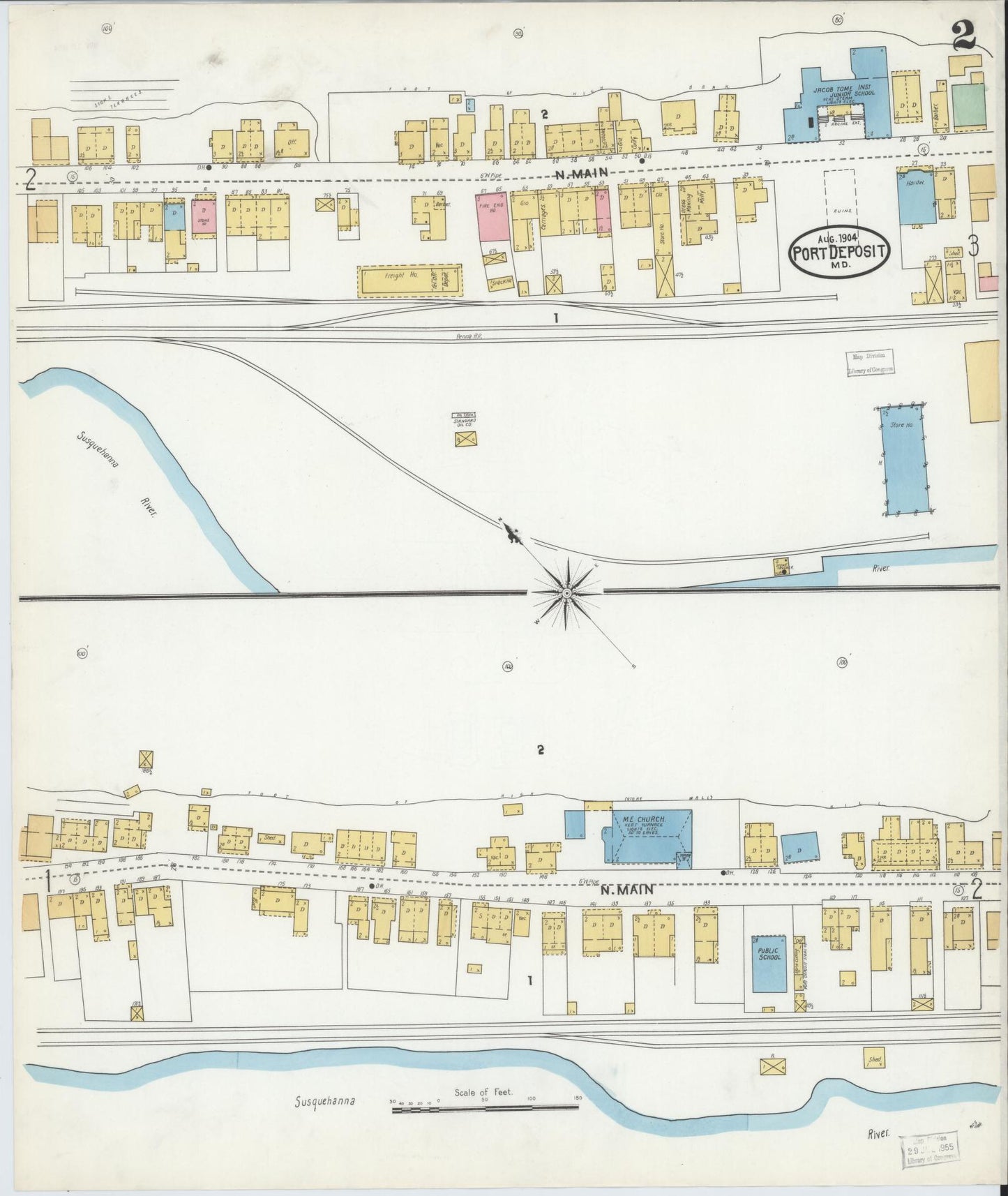Sanborn Fire Insurance Map from Port Deposit, Cecil County, Maryland (1904), Sheet #0002 - Complete Map Set gallery image, historic Sanborn map, vintage wall art, Maryland Maryland
