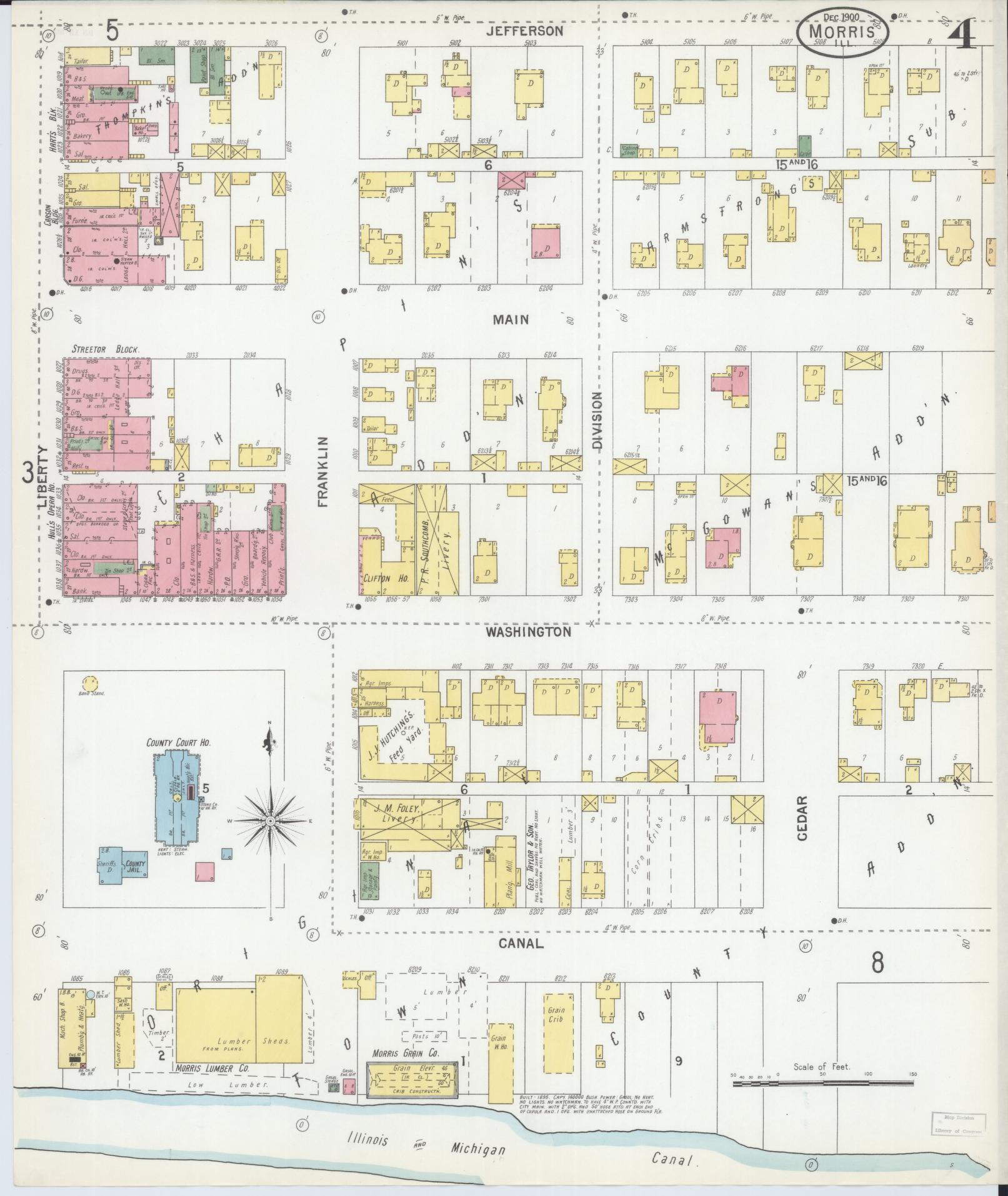 Sanborn Fire Insurance Map from Morris, Grundy County, Illinois (1900), Sheet #0004 - Complete Map Set gallery image, historic Sanborn map, vintage wall art, Illinois Illinois