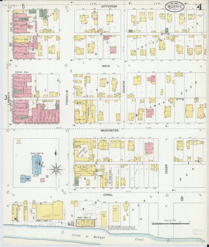 Sanborn Fire Insurance Map from Morris, Grundy County, Illinois (1900), Sheet #0004 - Complete Map Set gallery image, historic Sanborn map, vintage wall art, Illinois Illinois