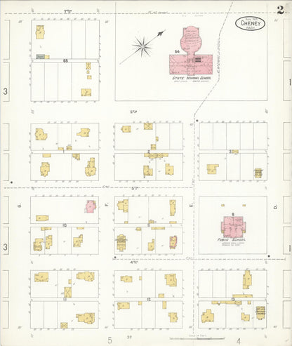 Sanborn Fire Insurance Map from Cheney, Spokane County, Washington (1905), Sheet #0002 - Complete Map Set gallery image, historic Sanborn map, vintage wall art, Washington Washington