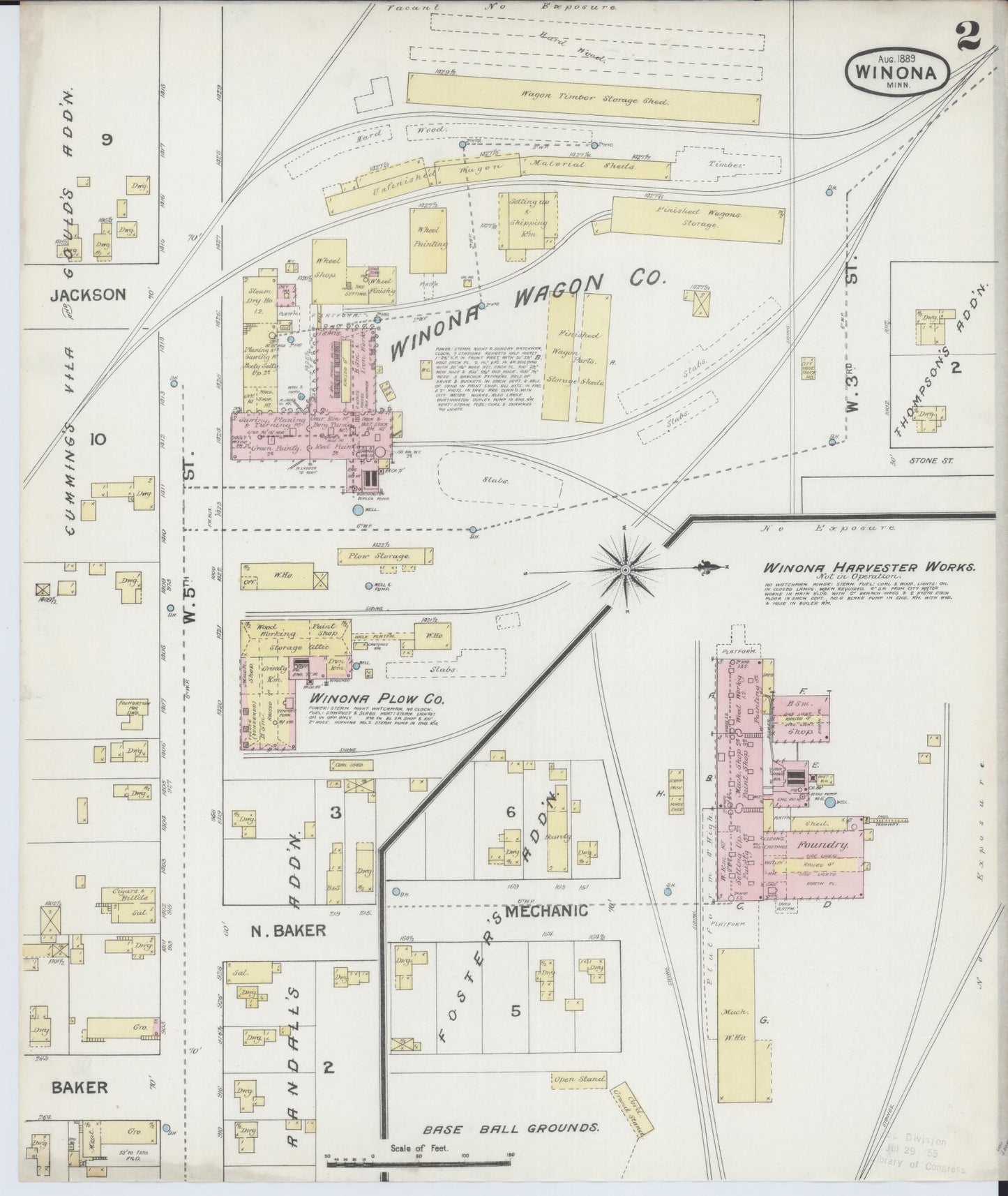 Sanborn Fire Insurance Map from Winona, Winona County, Minnesota (1889), Sheet #0002 - Complete Map Set gallery image, historic Sanborn map, vintage wall art, Minnesota Minnesota