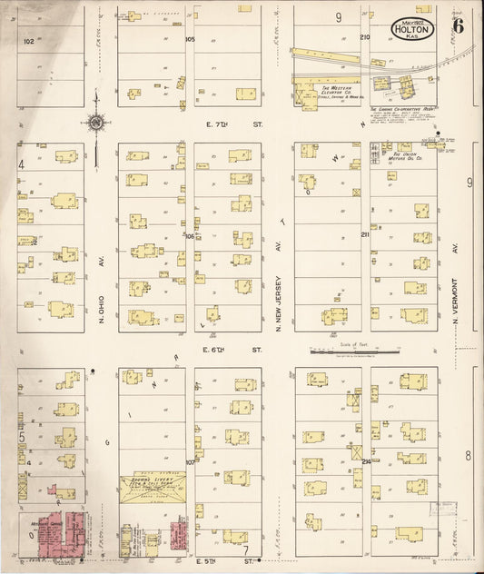 Sanborn Fire Insurance Map from Holton, Jackson County, Kansas (1922), Sheet #0006 - Historic Sanborn Fire Insurance Map Print, vintage old map wall art, antique decor, genealogy gift, Kansas Kansas map