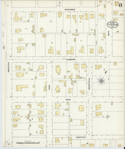 Sanborn Fire Insurance Map from Yoakum, De Witt And Lavaca Counties, Texas (1904), Sheet #0008 - Historic Sanborn Fire Insurance Map Print, vintage old map wall art, antique decor, genealogy gift, Texas Texas map