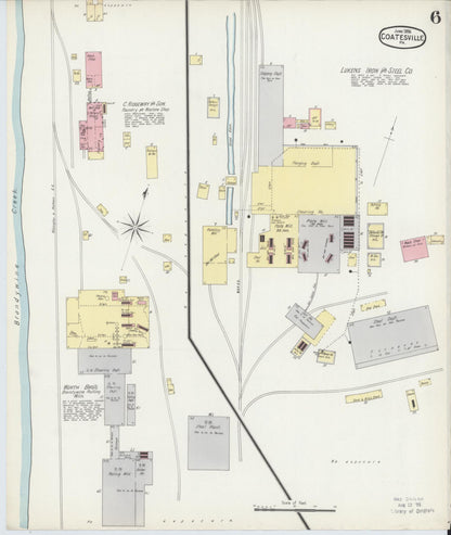 Sanborn Fire Insurance Map from Coatesville, Chester County, Pennsylvania (1896), Sheet #0006 - Complete Map Set gallery image, historic Sanborn map, vintage wall art, Pennsylvania Pennsylvania