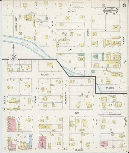 Sanborn Fire Insurance Map from Siloam Springs, Benton County, Arkansas (1897), Sheet #0003 - Complete Map Set gallery image, historic Sanborn map, vintage wall art, Arkansas Arkansas
